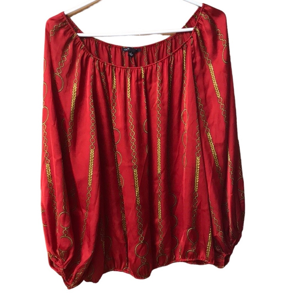 Chaus satiny elasticized hem blouse